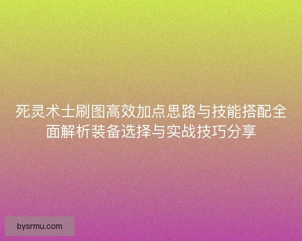 死灵术士刷图高效加点思路与技能搭配全面解析装备选择与实战技巧分享